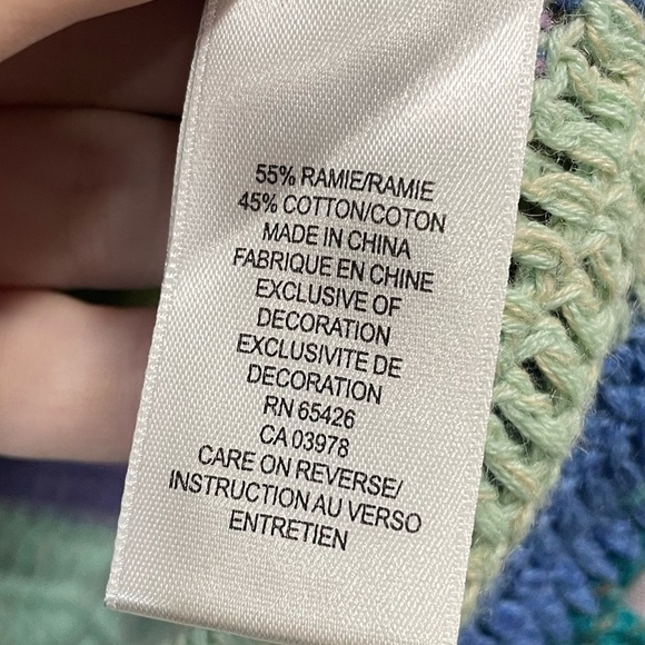 Northern Isles crochet knit cardi sweater striped Blue Medium - Picture 7 of 9